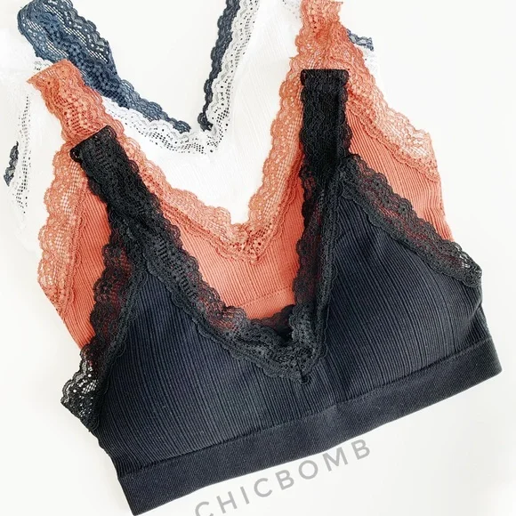 EVERYDAY LACE TRIM BRALETTE - BLACK - Picture 2 of 6